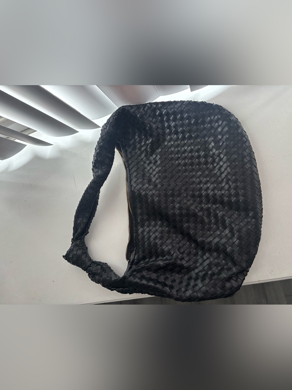 Melie Bianco Black Woven Hobo Bag